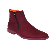 Men's TAYNO Chelsea Chukka Soft Micro Suede Zip up Boot Coupe S Wine image 3