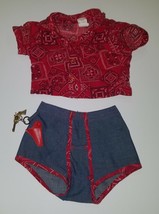 VTG Diaper Jeans Baby Matching Red Shirt + Cover Holster Gun Outfit Costume - $25.21