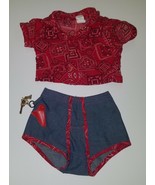 VTG Diaper Jeans Baby Matching Red Shirt + Cover Holster Gun Outfit Costume - £19.91 GBP