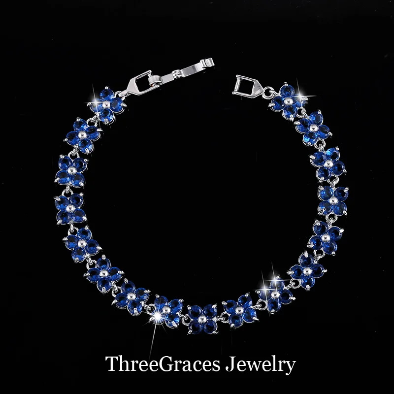 Fashion CC Brand Jewelry Elegant Royal Blue CZ Rhinestone Crystal Bracelet &amp; Ban - £17.92 GBP