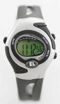 Armitron Damen Uhr Silber Schwarz Gummi Datum 24hr Licht Alarm Chrono 30m Quarz - £15.89 GBP