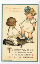 Postcard Kneeling To Hit A Woman&#39;s Heart ? Old Fashioned Love Reproduction - $2.75