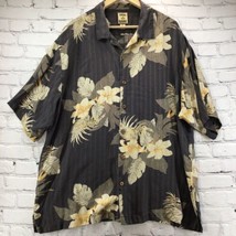 Tommy Bahama Hawaiian Shirt Mens XL 100% Silk Gray Brown Flowers - £15.78 GBP