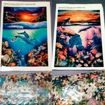 Bundle Lot Of 2 Seperate Puzzles 500 PCS&quot;Ocean/Dolphins Sunset Theme&quot; *N... - £17.93 GBP