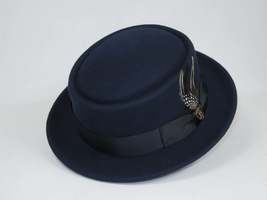 Mens Bruno Capelo Dress Hat Australian Wool Crushable Pork Pie Jazz PP102 Navy image 4