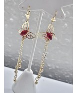Long Red Butterfly Earrings  - $283.92 MXN