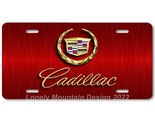Cadillac Inspired Art Gold on Red FLAT Aluminum Novelty Auto License Tag... - £14.15 GBP