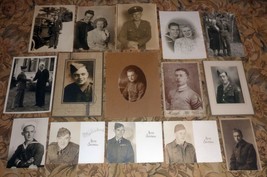 Group Lot Antique Photos - (15) WWI &amp; WWII Military Soldiers in Uniform - £19.73 GBP