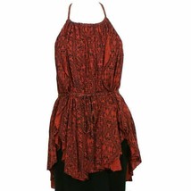 FREE PEOPLE Red Black Knit Print Double Dutch Strappy Tunic Tank Top M - £37.07 GBP