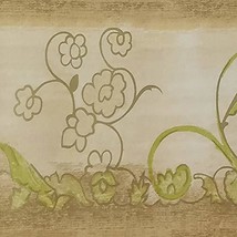 Dundee Deco BD3212 Peel and Stick Abstract Green Flowers Vines Damask Be... - $14.69