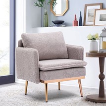 Homsof Grey Teddy Accent Chair For Living Room Chaise Lounge Armchair With Metal - £219.50 GBP