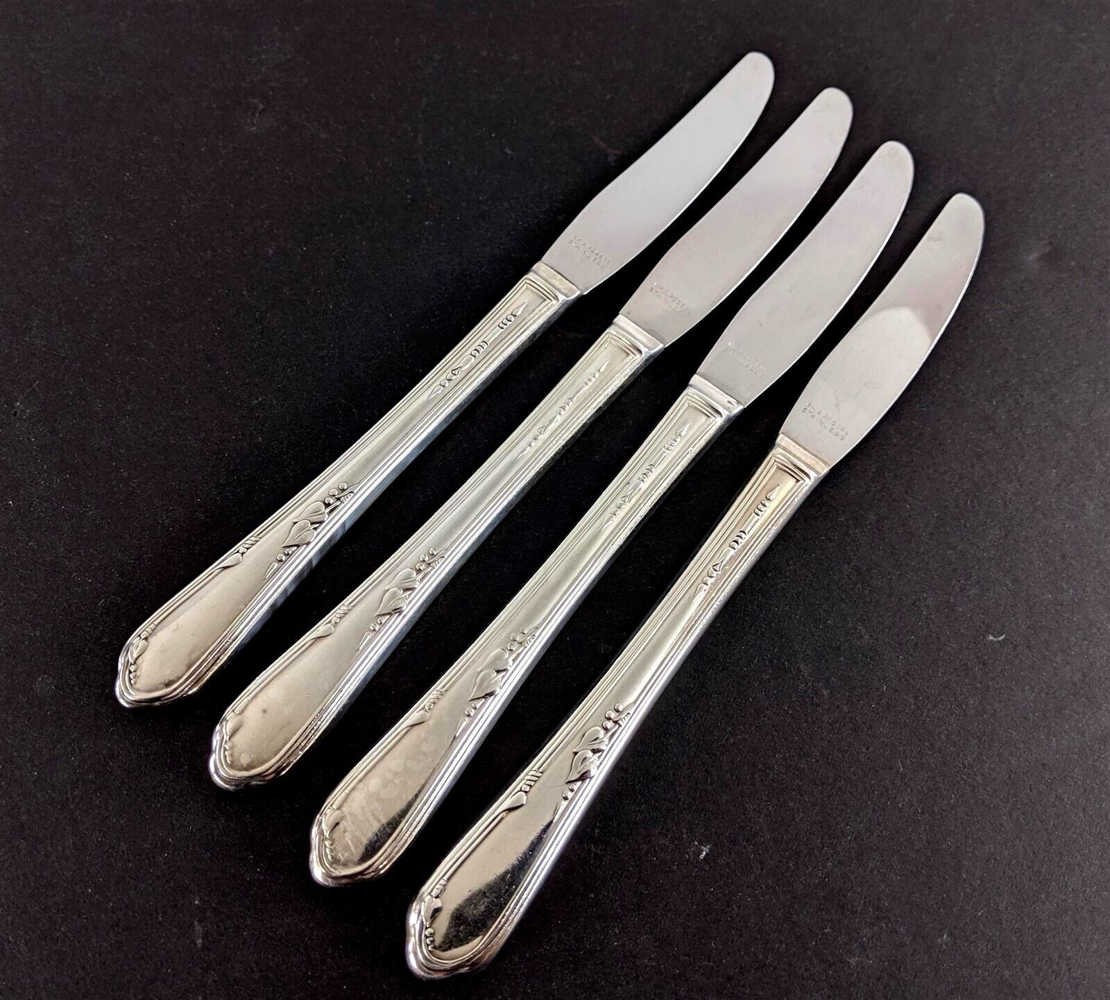 Primary image for Wm. Rogers MEADOWBROOK HEATHER 4 Hollow Grille Knives 8-3/8" Oneida Silverplate