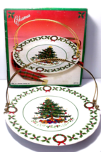 Vintage Porcelain Christmas  10&quot; Tid-Bit Plate w Handle - Artmark- Japan... - £15.22 GBP