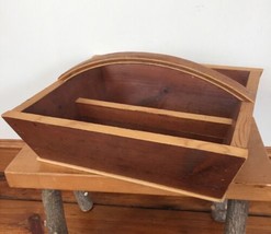 Hand Crafted Hand Made Hard Wood Wooden Art Supply Storage Caddy w Handl... - $125.00