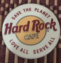 TE- HARD ROCK CAFE (MUSTARD COLOR CENTER)  PIN BACK BADGE - £11.73 GBP