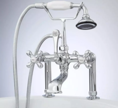 New Chrome Deck-Mount English Telephone Faucet Shower with Deck Couplers... - $345.95