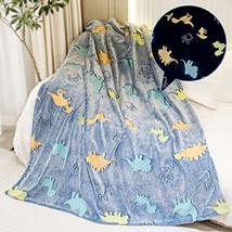 Glow in The Dark Throw Blanket Dinosaurs Blanket for Boys, Luminous Kids Blanket - £19.17 GBP