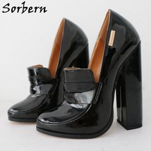 Sorbern 15cm block heel women pump unisex shoes chunky high heel slip on ok shoes high thumb200
