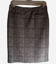 TALBOTS SKIRT 4 HOUNDSTOOTH BLACK/WHITE POCKETS ZIP BACK SLIT COTTON BLEND - £13.99 GBP