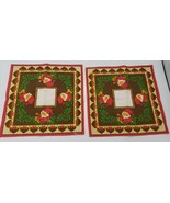 Set Of 2 Vintage Fabric Napkins Gnome Christmas Heart Flower Swedish Cute  - £7.49 GBP