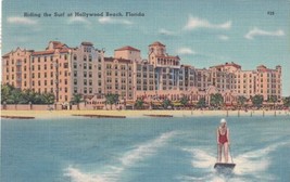 Riding the Surf at Hollywood Beach FL Florida 1947 Postcard E04 - £3.18 GBP