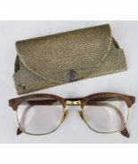 vintage men&#39;s 1950&#39;s eye glasses s/o USA 20mm gold tone tortoise case DA... - $28.05 CAD