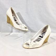 American Eagle Women&#39;s Shoes White Bow Knot Open Toe Wedge Heel Size 6 - $9.95
