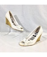 American Eagle Women&#39;s Shoes White Bow Knot Open Toe Wedge Heel Size 6 - $13.60 CAD