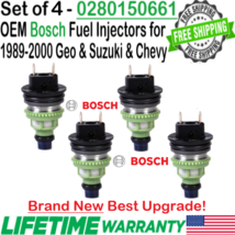 NEW OEM Bosch x4 Best Upgrade Fuel Injectors for 1998-2000 Chevy Metro 1.0L I3 - $197.99