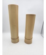 Vtg Set Of Two Bamboo Decorative Vases. One 12 In The Other 10&quot; - £27.50 GBP