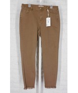 CHARLIE B Skinny Leg Twill Jeans Pants Frayed Tulip Hem Truffle NWT 6 - £67.01 GBP