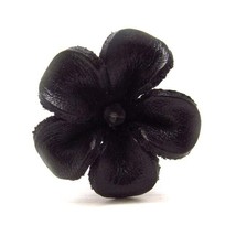 Handcrafted Jasmine Black Leather Floral Adjustable Ring - £6.31 GBP