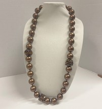 Chico’s Signed Necklace Large Bronze Beads Tiger Eye Clusters Vintage - $213.82 MXN