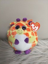 TY Beanie Ballz Toby Giraffe Orange Yellow 5&#39;&#39; Plush Stuffed Animal Toy NWT - $9.89