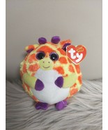 TY Beanie Ballz Toby Giraffe Orange Yellow 5&#39;&#39; Plush Stuffed Animal Toy NWT - £7.77 GBP