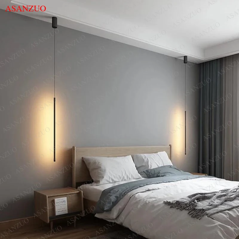 Bedroom Bedside Light LED Pendant Light for Living Room Adjustable Line Strip - £17.41 GBP+