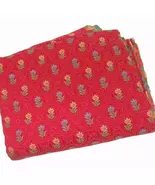 FABRICUT Embroidered Floral Red 5-Yards Fabric Remnant - $75.00