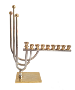 Gorgeous Modernist Korem Jerusalem Hanukkah Menorah 24K Gold- Silver-Pla... - $138.79 CAD