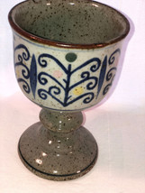 Blue Gray Stoneware Goblet 5.5 Inches High Mint - £7.95 GBP
