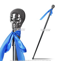 Black Butler Skull Head Gentleman Walking Stick w/ Zinc Handle 36.5&quot; Met... - $21.76