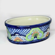 Vintage Mexican Pottery Moctezuma Oval Bowl Cachepot Hand Painted  - £63.94 GBP