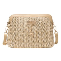 Summer Straw Crossbody Bags For Women 2022 Handmade Woven Shell Bag PU Leather B - £14.66 GBP