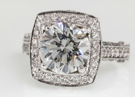 3.05 Carato Rotondo Brillante Diamante 14k Oro Bianco Anello di Fidanzamento GIA - £35,960.28 GBP