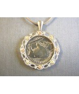 Vintage Estate Sterling Silver Necklace w/ Buffalo Head Nickle Charm 12.... - £49.03 GBP