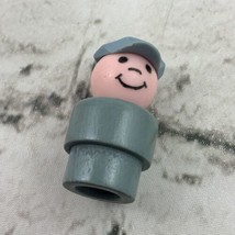 Vintage Fisher Price Little People WOOD Train Conductor Gray Hat - £7.75 GBP