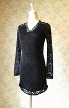 Women's Black LACE DRESS QIPAO Black Party Dress Long sleeve Custom Any size  image 6