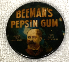 Vintage Celluloid Advertising Beemans Pepsin Gum Digestion Pocket Mirror 2" - $14.85