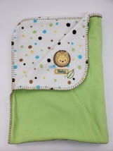 Just Born Lion Green White Brown Polka Dot Baby Blanket Boy Girl B17 - £19.65 GBP