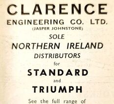 1954 Clarence Engineering Ireland Triumph Advertisement Automobilia E89G3 - €8,57 EUR