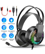 3.5mm Gaming Headset Mic Headphones Stereo Bass Surround for PS4 PS5 PC ... - £23.69 GBP